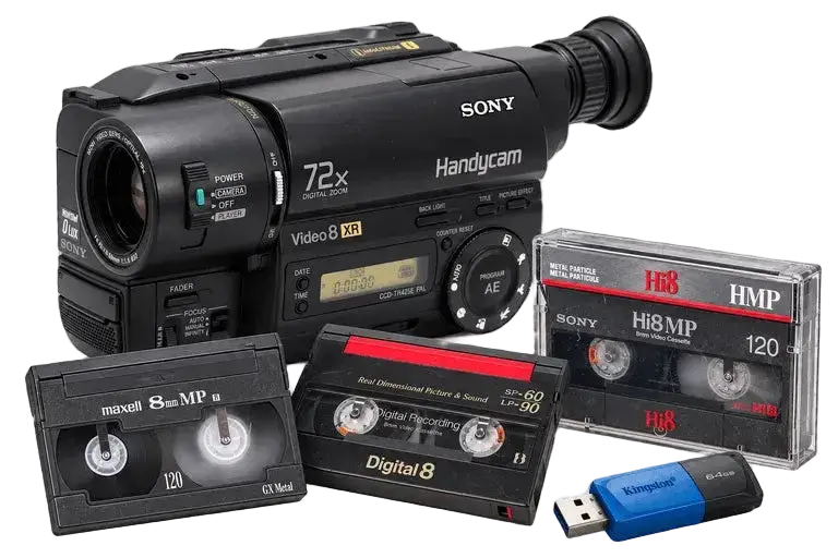 Camcorder met Video8-, Hi8- en Digital8-cassettes